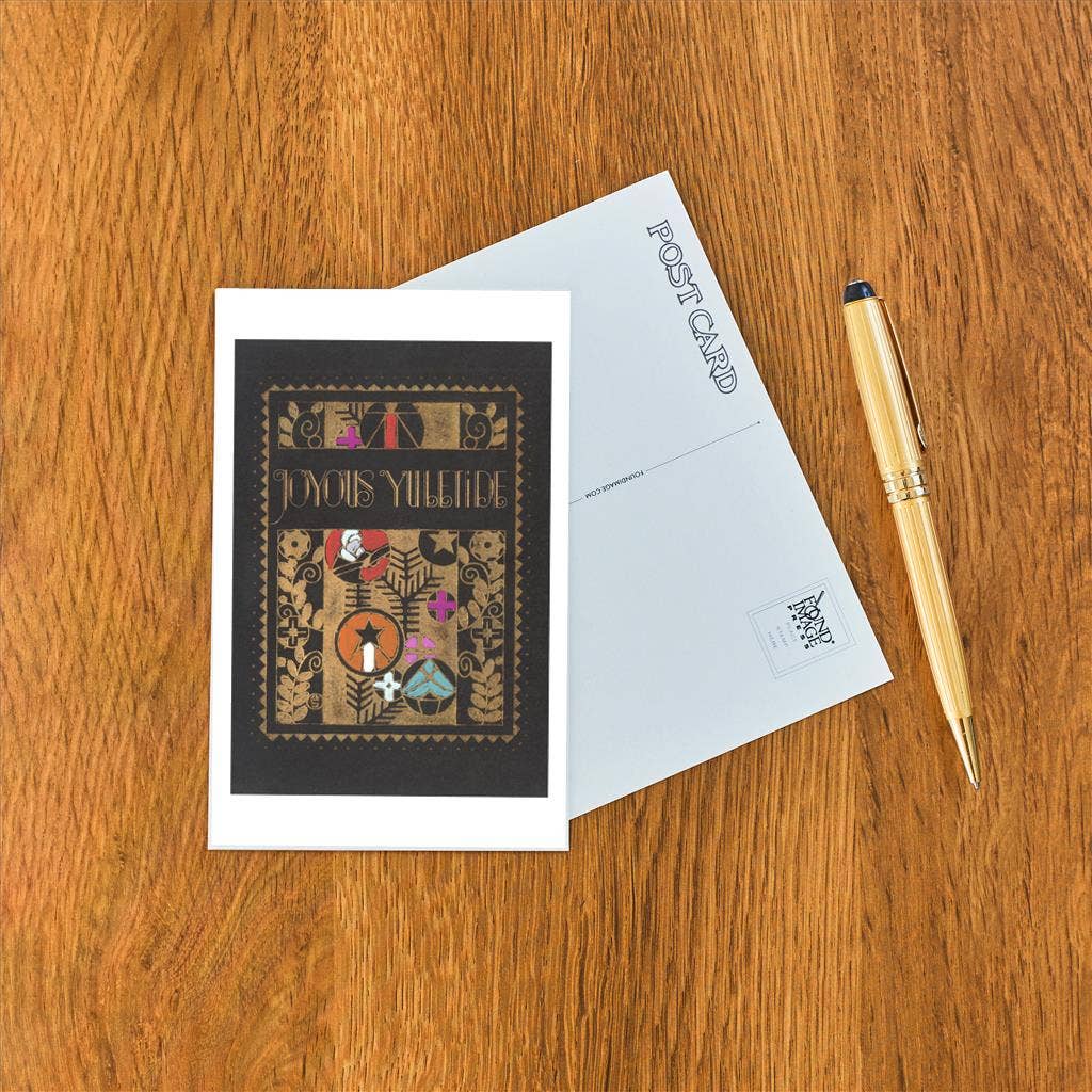 Found Image Press – wholesale Postcard – Postcard MC-525 Joyous Yuletide, Black Background1