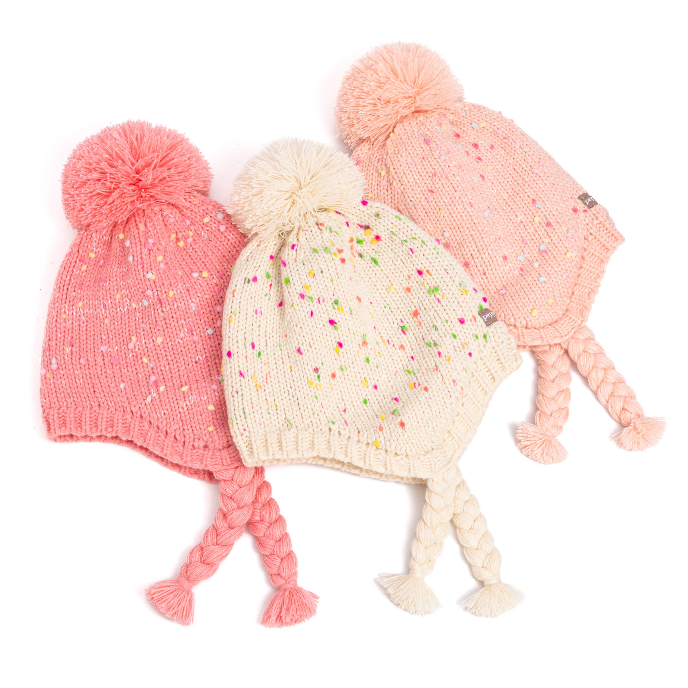 Peppercorn Kids - Wholesale Beanie - Kids - Girls Speckled Knit Winter Hat with Braids - Ages (2-12 Y) 5