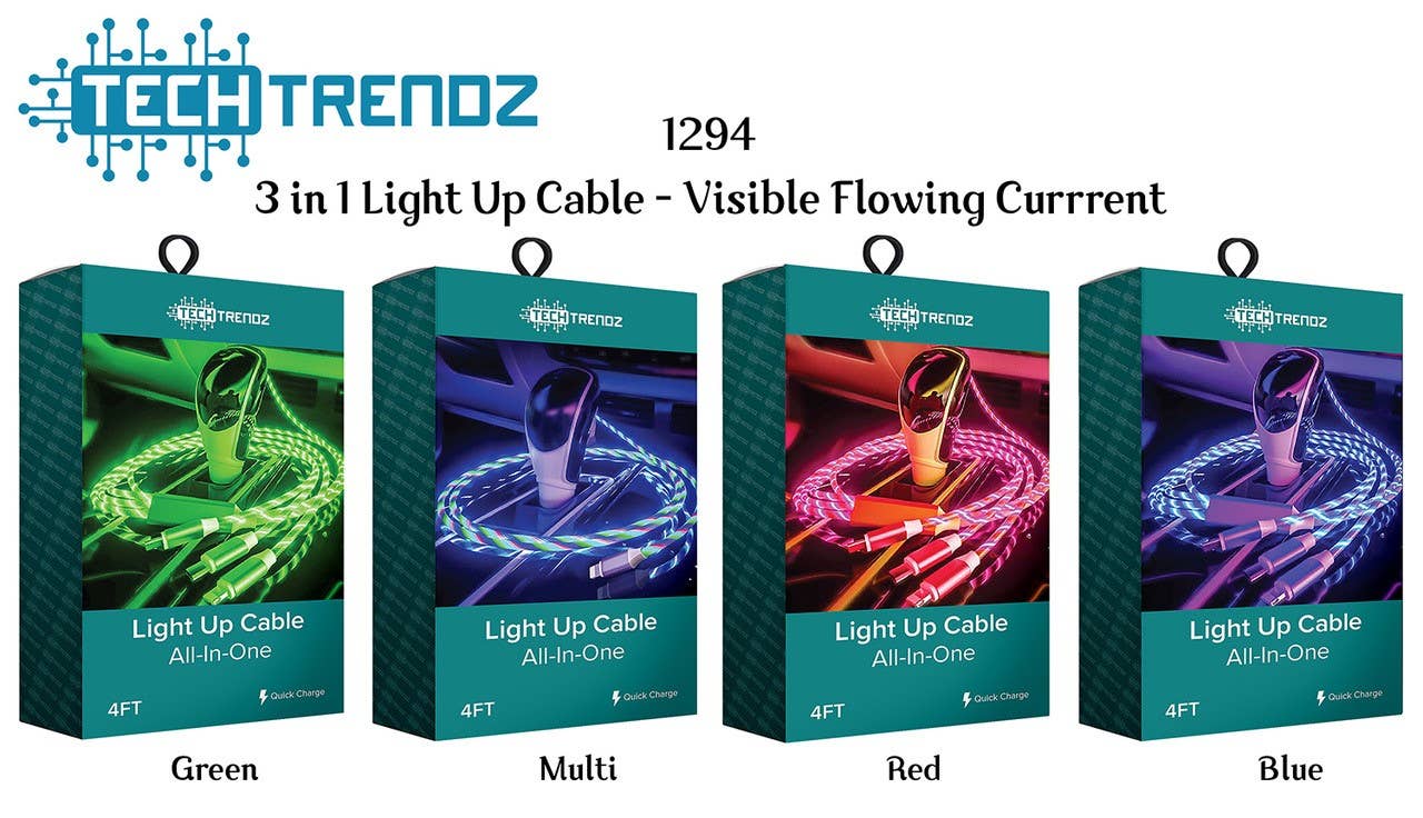 Tech Trendz - Wholesale Charging Cable - All in One - Flowing current light up cable4
