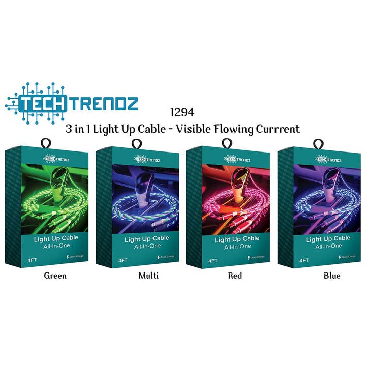 Tech Trendz - Wholesale Charging Cable - All in One - Flowing current light up cable4
