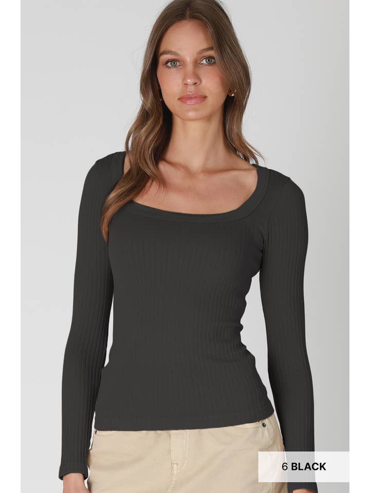 NIKIBIKI - Wholesale Knit Top - Women's - NS8426 - Wide Ribbed Square LS Top12