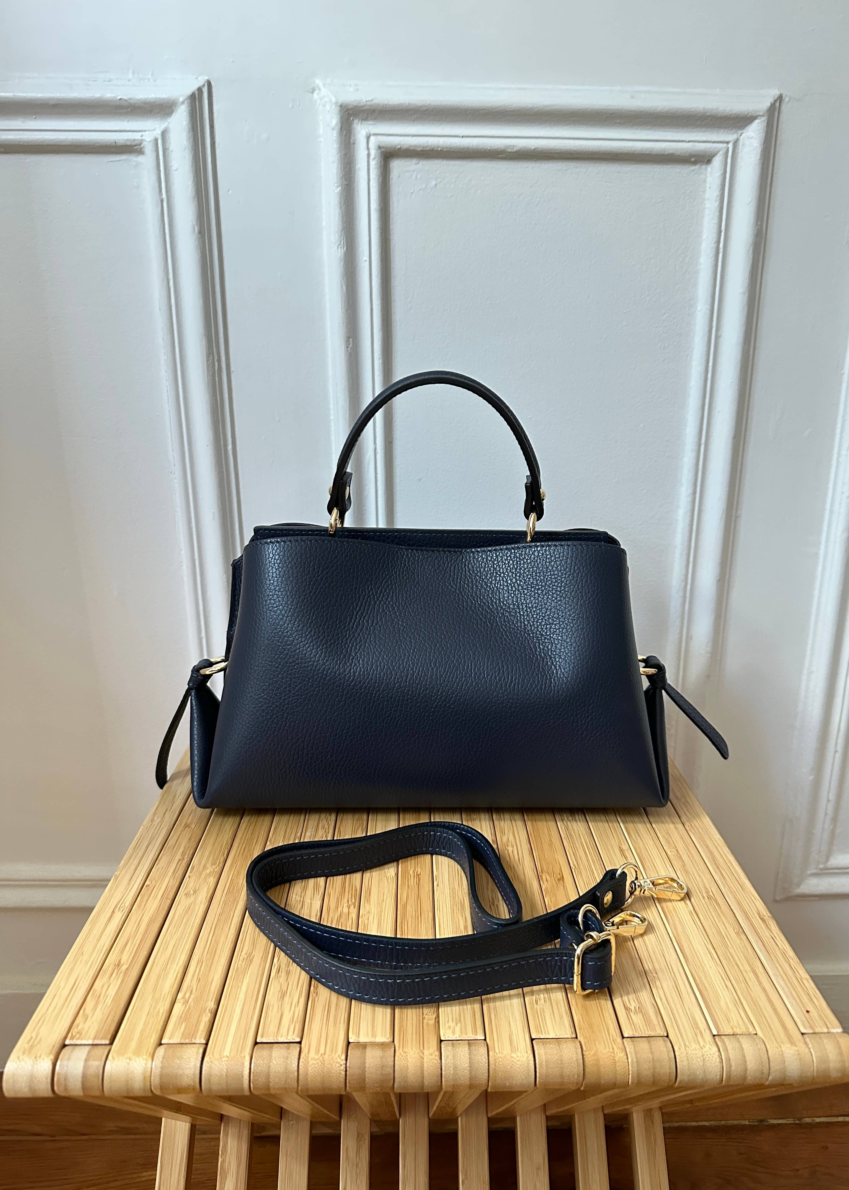 JULIA PARIS - Venta al por mayor Bolso con asas - Mujer - Bolso de piel granulada con asa de mano y correa para hombro2