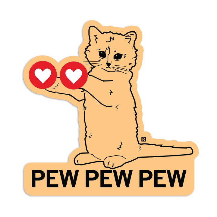 Pew Pew Pew Hearts Die-Cut Sticker for wholesale by RAYGUN
