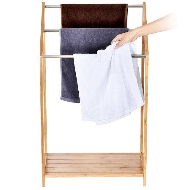 ToiletTree Products - Wholesale Drying Rack - 3-Tier Bamboo Rust-Proof Shirt Towel Bathroom Drying Rack4