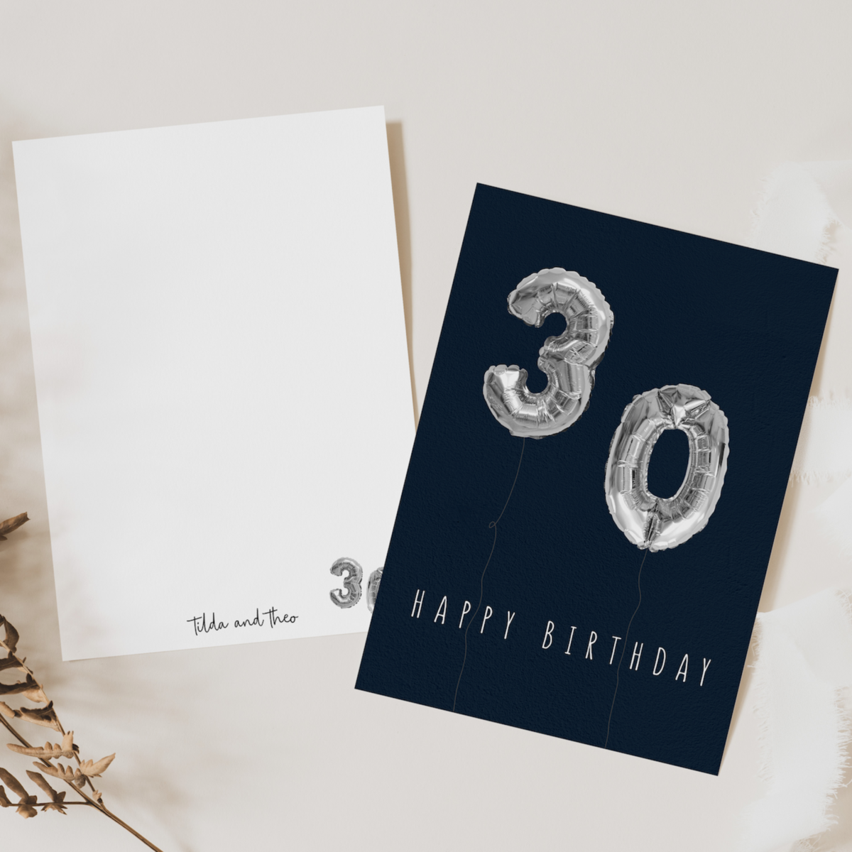 Tilda&Theo - Vente Cartes d'anniversaire - Carte d’anniversaire 30 ans avec ballon en aluminium1