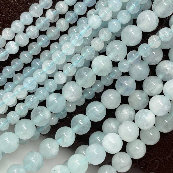 15“ Aquamarin-Perlen, Edelsteinperlen, Großhandelsperlen, Schmuckzubehör für die Schmuckherstellung, Bulk-Perlen für den Großhandel von Akstar Gems