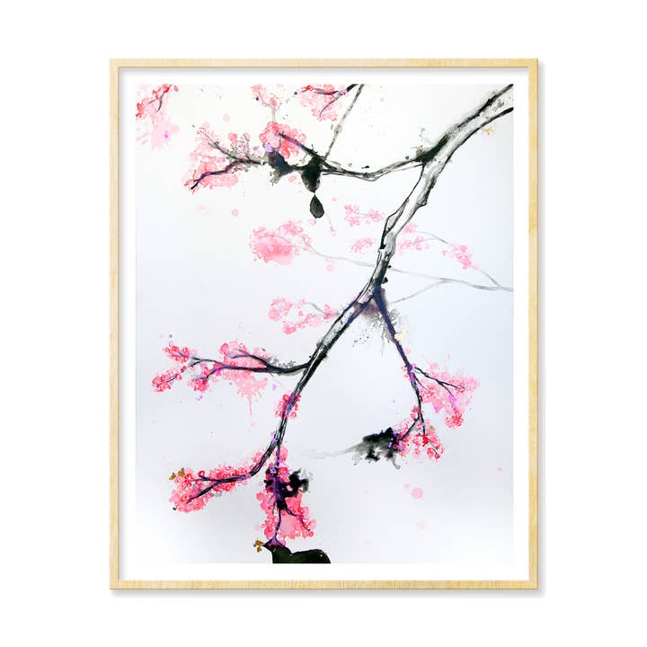 Stampe artistiche Cherry Blossoms (dittico) per la vendita all'ingrosso da parte di Tamara Garvey Illustration