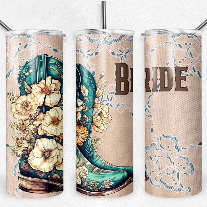 Wedding "BRIDE" Western Boot & Lace Tumbler for wholesale by FloBama Girls Wholesale