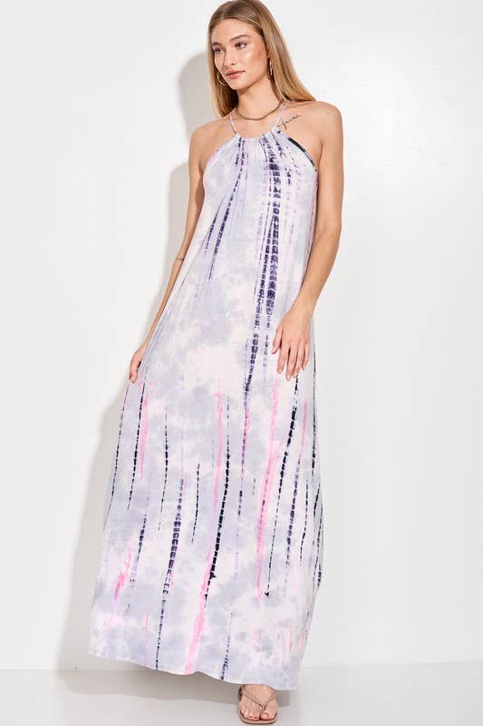 Lemon Tree - Wholesale Dress - Women's - Tie dye Spaghetti strap cami maxi dress0