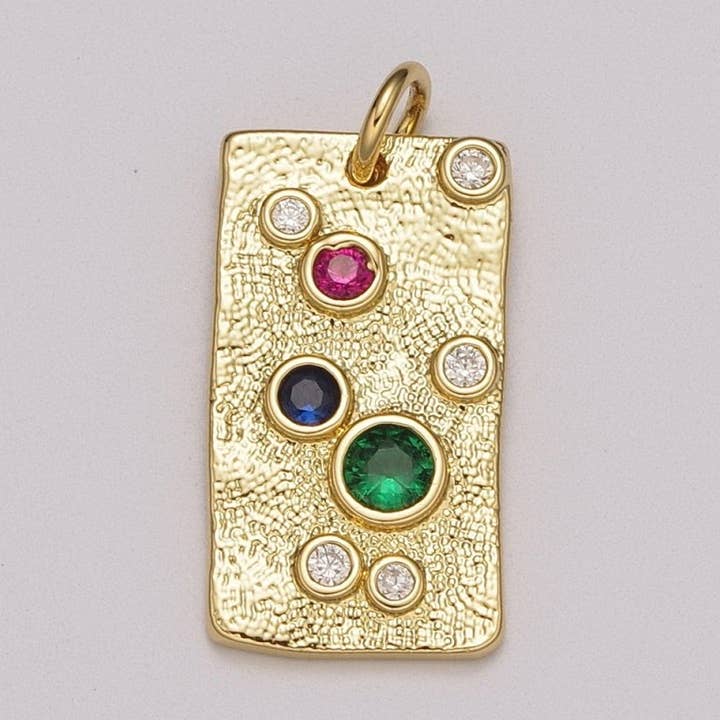 Guld Charm, Regnbue Boble Charm, Boble Vedhæng, Boble Tag Charm, Lille Boble Rektangel Charm 14k Guld Fyldt Charm M-526 for engroshandel hos Aim Eternal