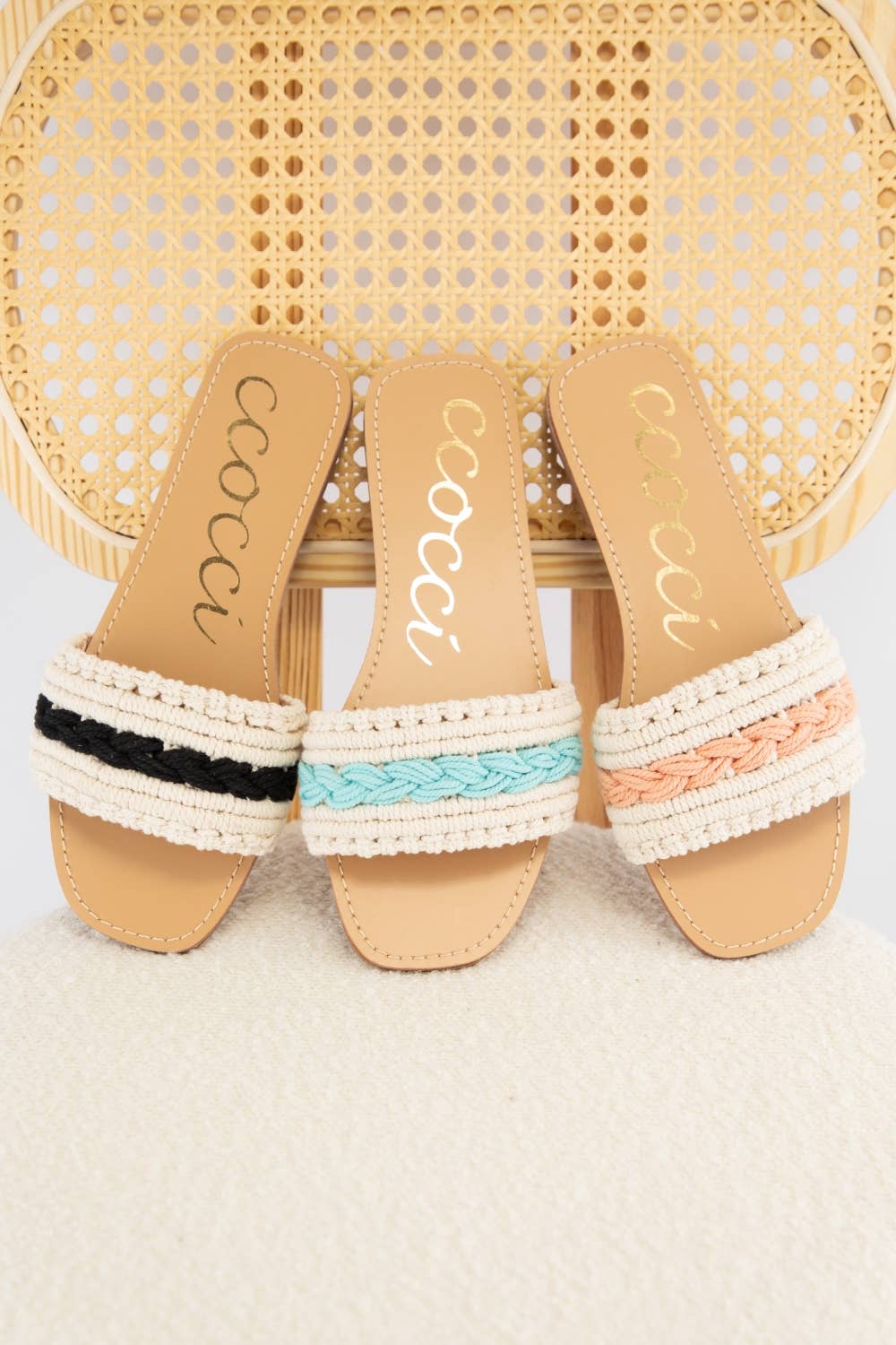 CCOCCI - Wholesale Sandals - Women's - WEEKLY DEAL COLOR LINE MACRAME BRAIDS UPPER SANDAL0