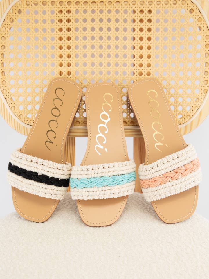 CCOCCI - Wholesale Sandals - Women's - WEEKLY DEAL COLOR LINE MACRAME BRAIDS UPPER SANDAL0