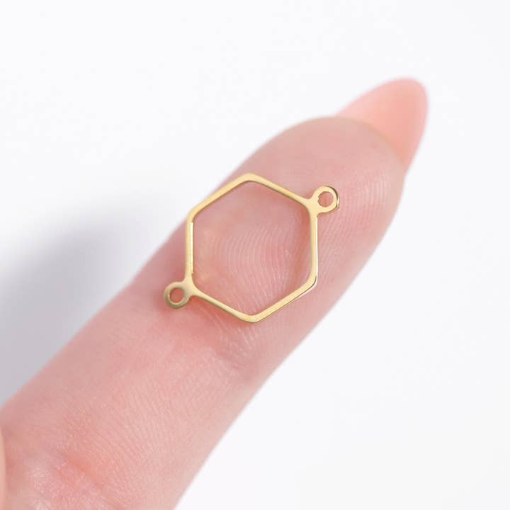 WJW - Wholesale Individual Charm/Pendant - Stainless Steel Hexagon Connector Charms