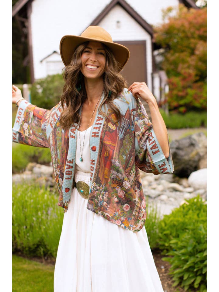 Market of Stars (Worldwide) - Vente Kimono – femme - Kimono court Love Language Pixie Duster avec Faith, Hope1