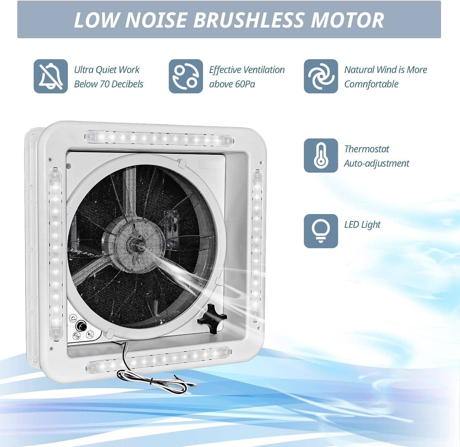 Hard Rock Health Stores - Wholesale  - RV Roof Vent Fan 14",Continuously Variable Reversible 12V Remote Control Trailer Roof Vent Low Noise with Rain Sensor,UV Protection,Thermostat for Camper,Travel,Cargo Trailer13