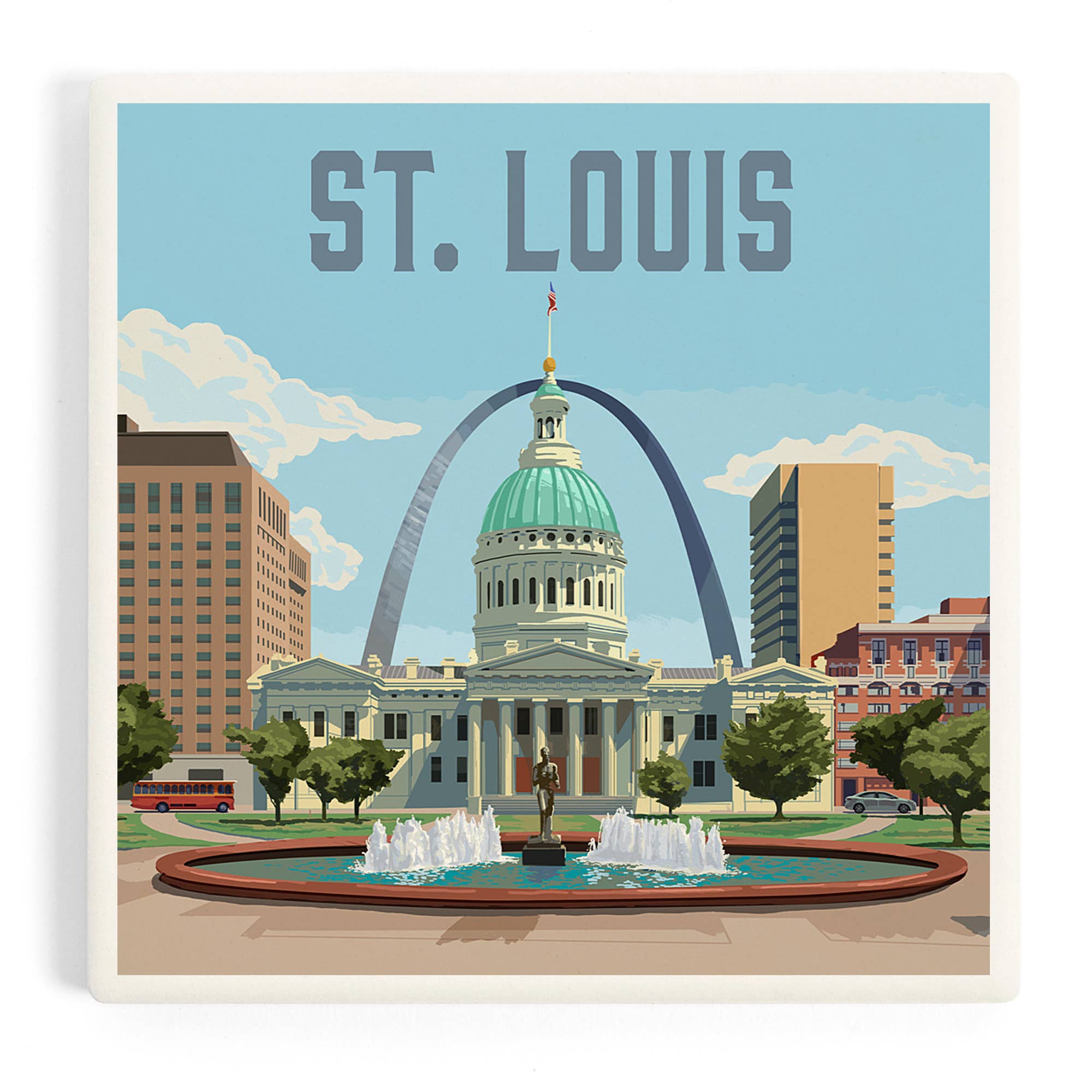 Lantern Press - Wholesale Coasters - CERAMIC COASTER St. Louis, Missouri, Courthouse, Painterly0