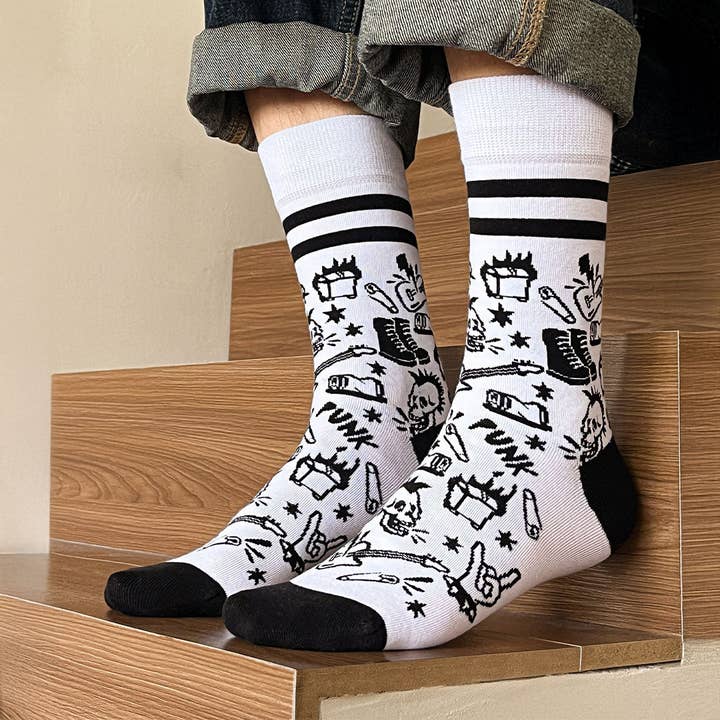Seamless cotton fun socks. PUNK for wholesale by KYLIE CRAZY
