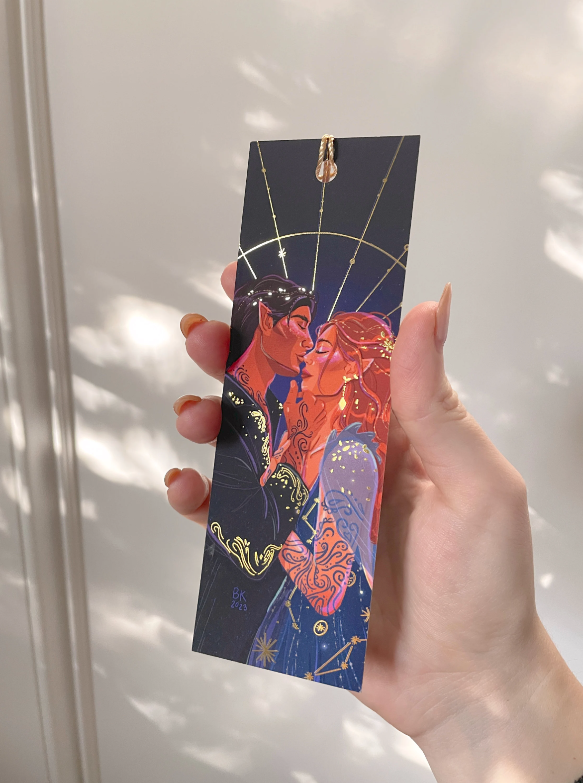 Brittany Keller Art - Wholesale Bookmark - Feyre & Rhysand Gold Foil Bookmark  3
