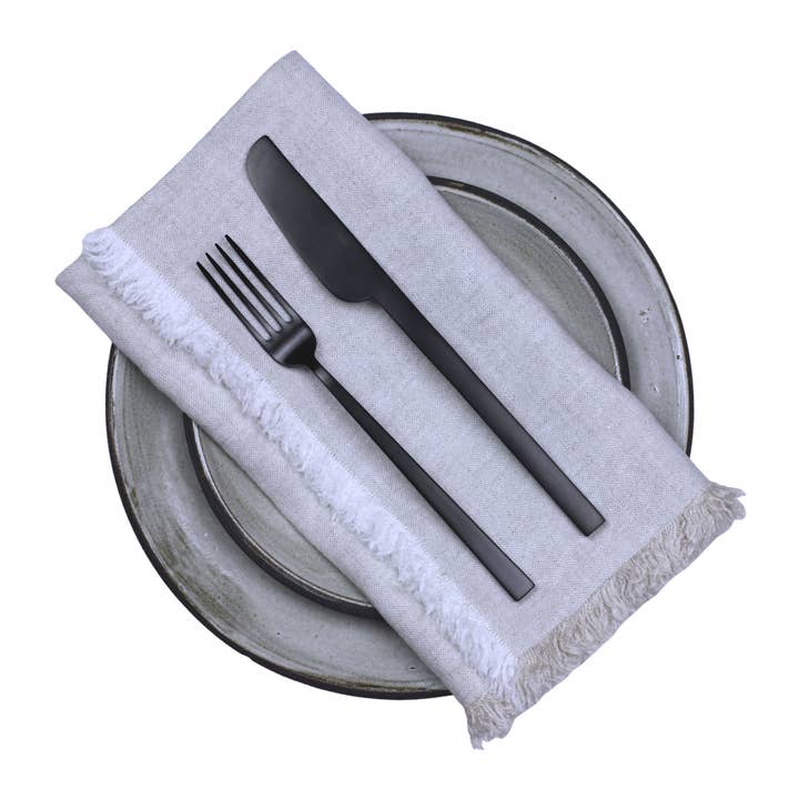 Linen Napkin – Stonewashed – Light Natural with Frayed Edges for wholesale by LinenCasa