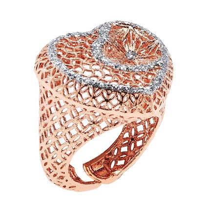Rose guld brons Ring w/Silver Glitter för wholesale av Ottaviani