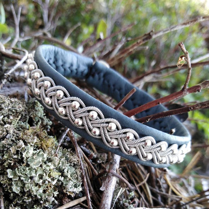 Bracelet en étain samis de Laponie avec perles en argent Sterling #39 pour la vente par Jojk