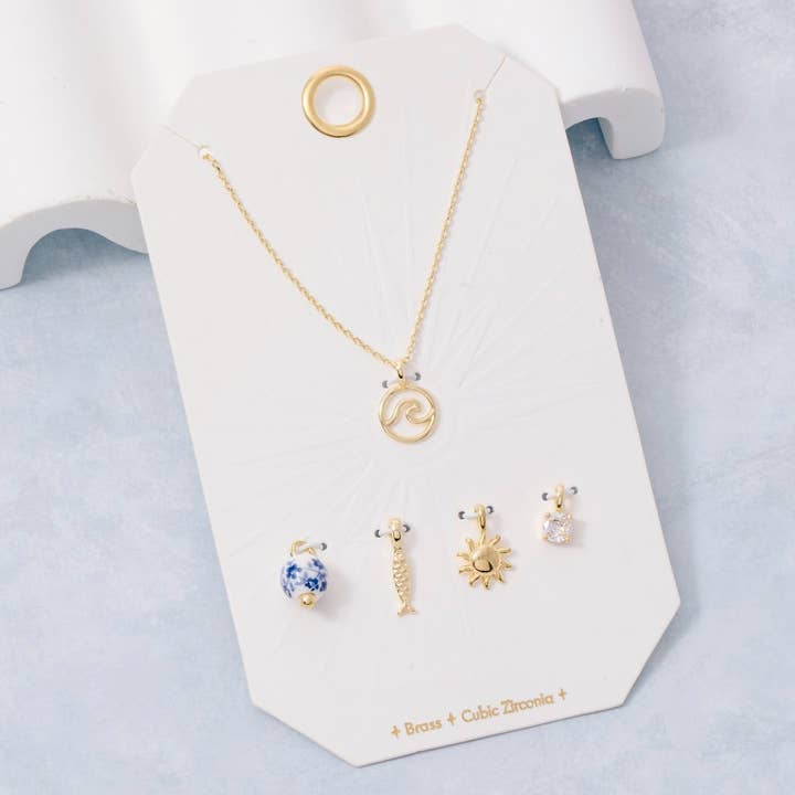 Wave Coin Swappable Pendant Necklace for wholesale by Fame Accessories