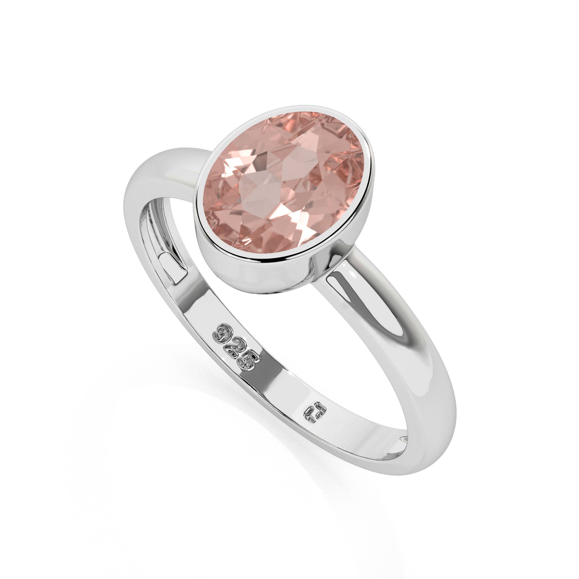 Nature Crafts - Vente Solitaire - Bagues en pierre précieuse de morganite naturelle 925 pour femmes1
