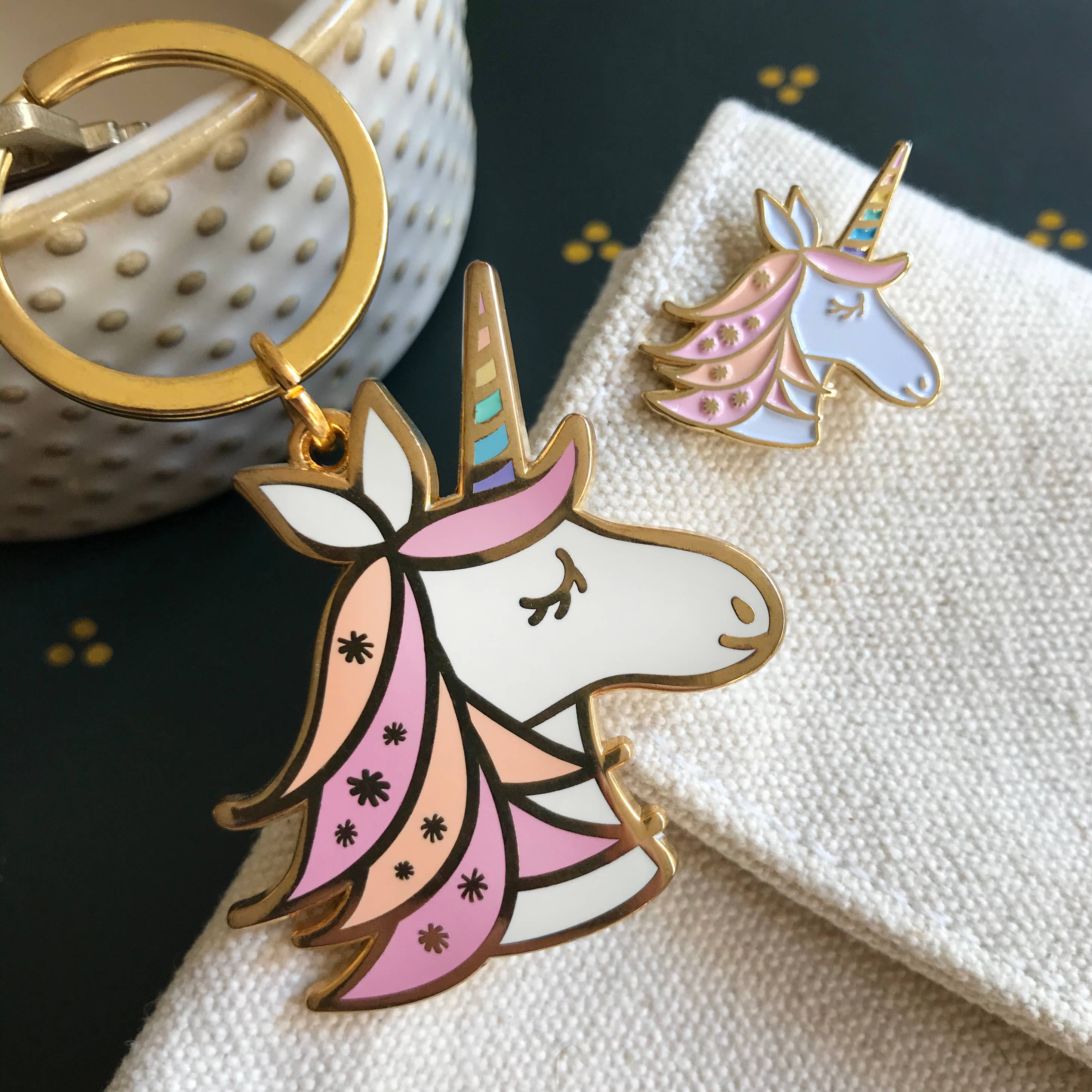 Night Owl Paper Goods - Wholesale Keychain – Women's - Unicorn Gift Set - Keychain & Enamel Pin3