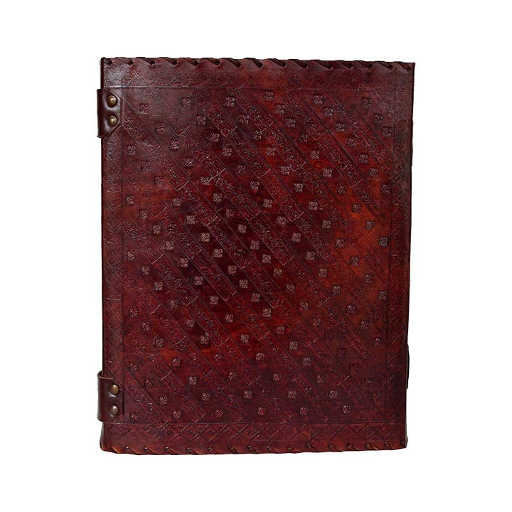 Tuzech Leather - Venta al por mayor Diario/agenda - Diario de Cuero Artesanal Veterano Siete Chakras Medieval con Piedra en Relieve Hecho a Mano Libro de Sombras Cuaderno Diario de Oficina Libro Universitario Libro de Poesía Cuaderno de Bocetos 10 x 13 Pulgadas