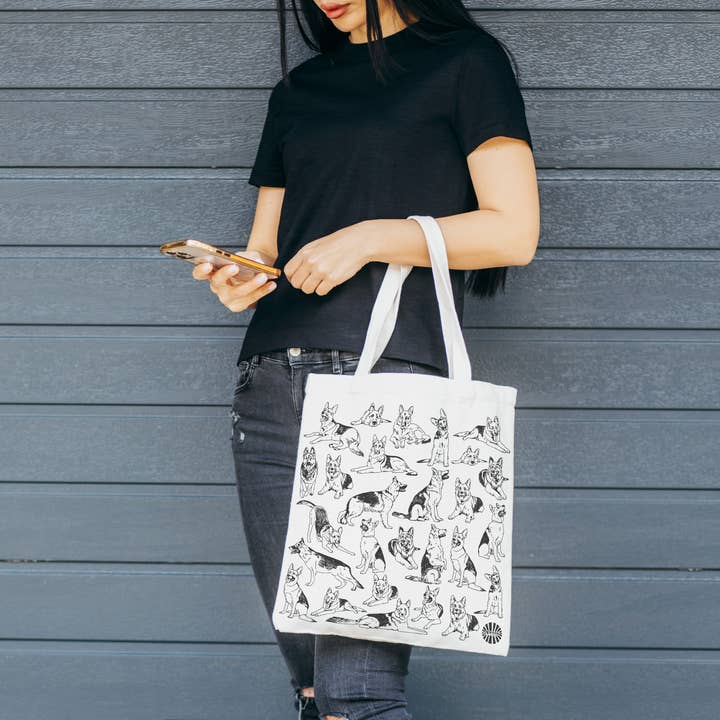 Sween Shop – wholesale Tote bag – Unisex – German Shepherd Cotton Canvas Tote Bag pet dog Gift summer7