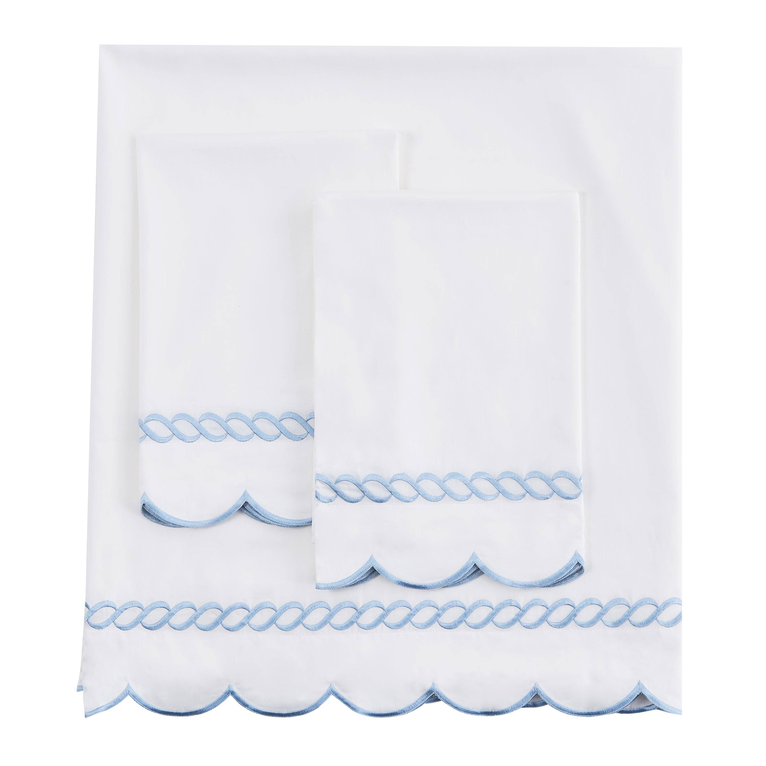 Mélange Home - Wholesale Sheet Set - 600 Thread Count Scallop Rope Embroidered Cotton Sheet Set5