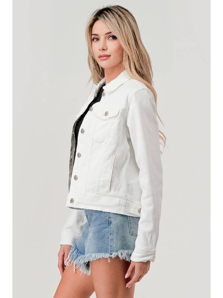 I&M JEAN, INC. - Wholesale Denim Jacket - Women's - M7154J - WHITE - CLASSIC COLOR DENIM JACKET