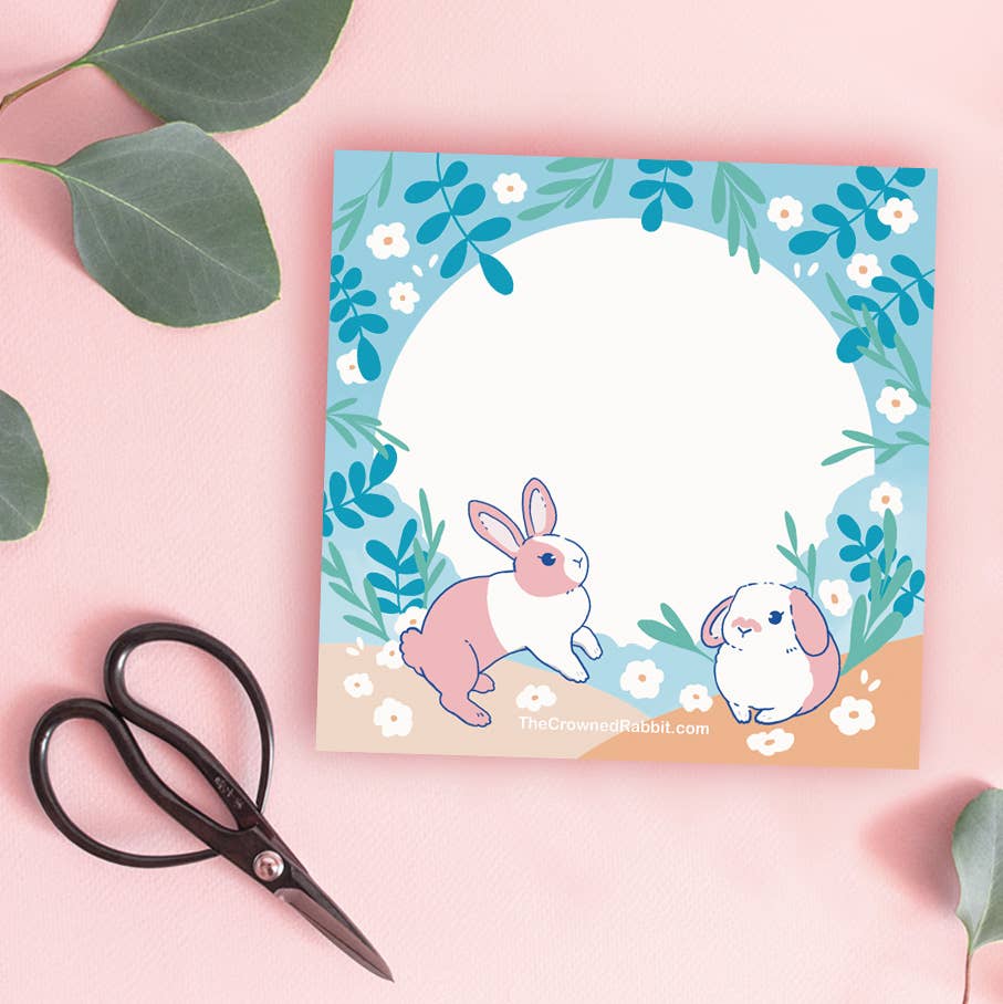 The Crowned Rabbit - Wholesale Notepad - Floral Rabbit Memo Pad, Notepad0