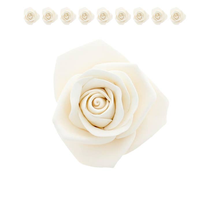 Peace Rose Sugar Flowers for Cake Decorating, by Global Sugar Art, Large, White for wholesale by Global Sugar Art