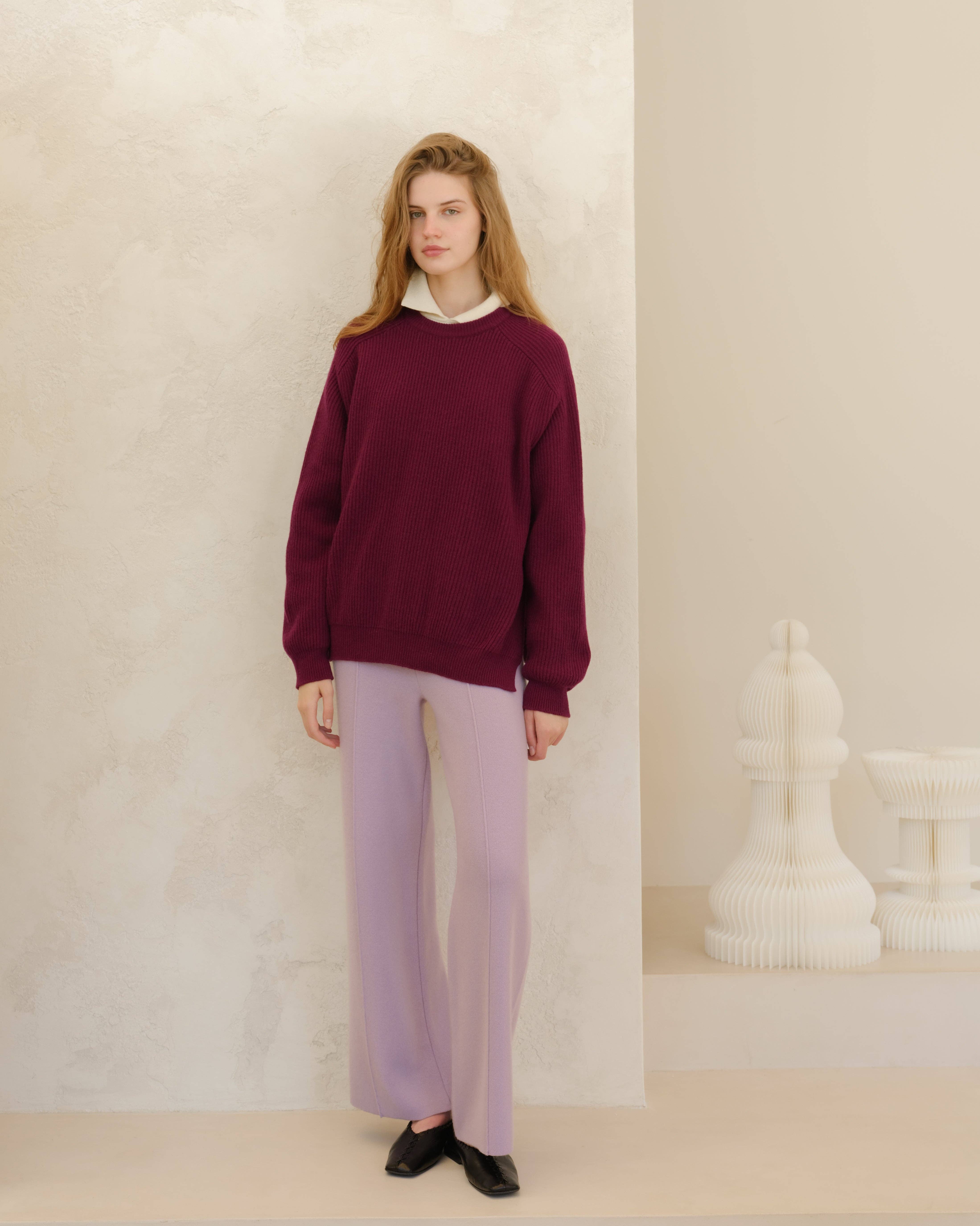 Lèmme - Wholesale Knit Sweater - Women's - Cashmere Mix Crewneck Ribbed Sweater with Lateral Slits6