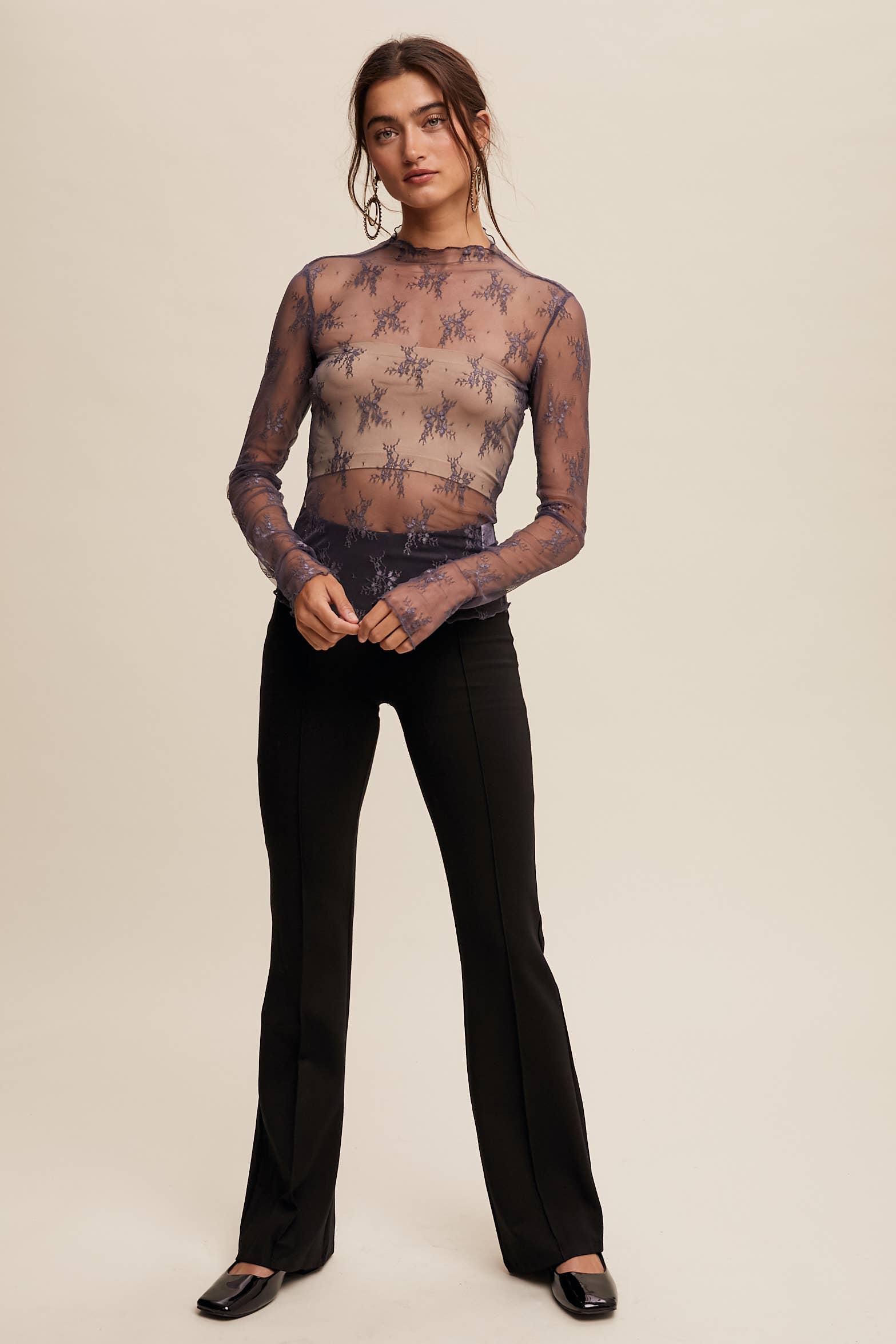Listicle - Wholesale Blouse - Women's - Sheer Lace Long-Sleeve Top17