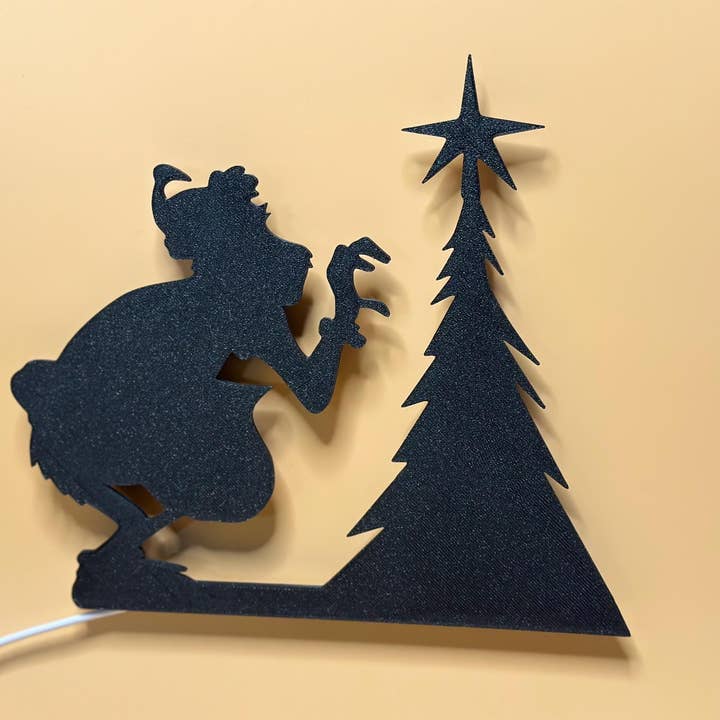 <3 Studio – wholesale Juldekoration – Festlig USB-dimmerlampa med Grinch-silhuett för juldekoration