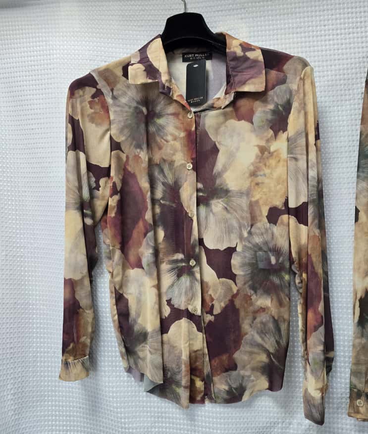 Black Vintage Floral Sateen Sheer Shirt for wholesale on Faire5