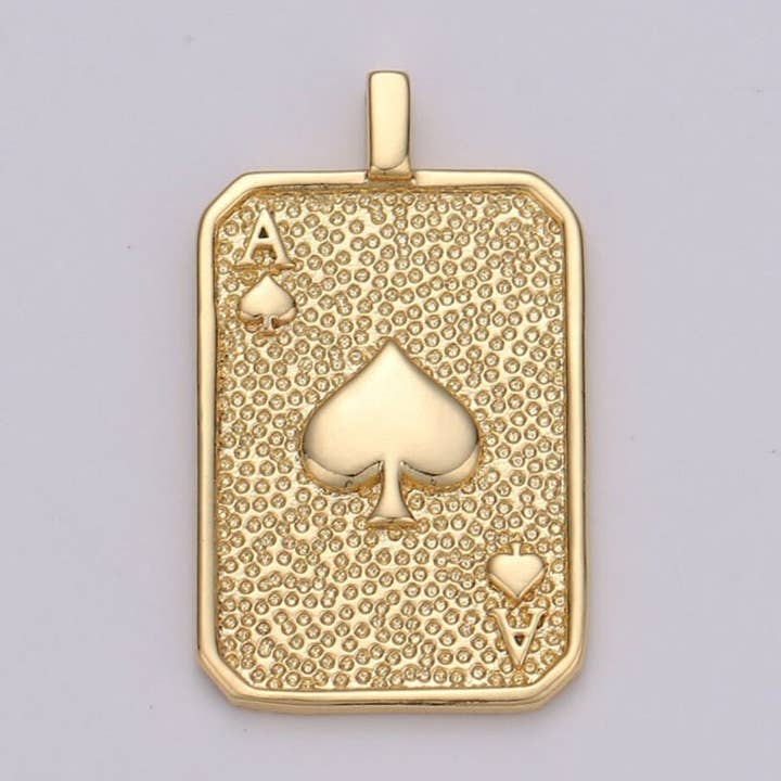 Beads Creation - Wholesale Individual Charm/Pendant - Gold Filled Ace of Heart Card Tag Charm, CP12810