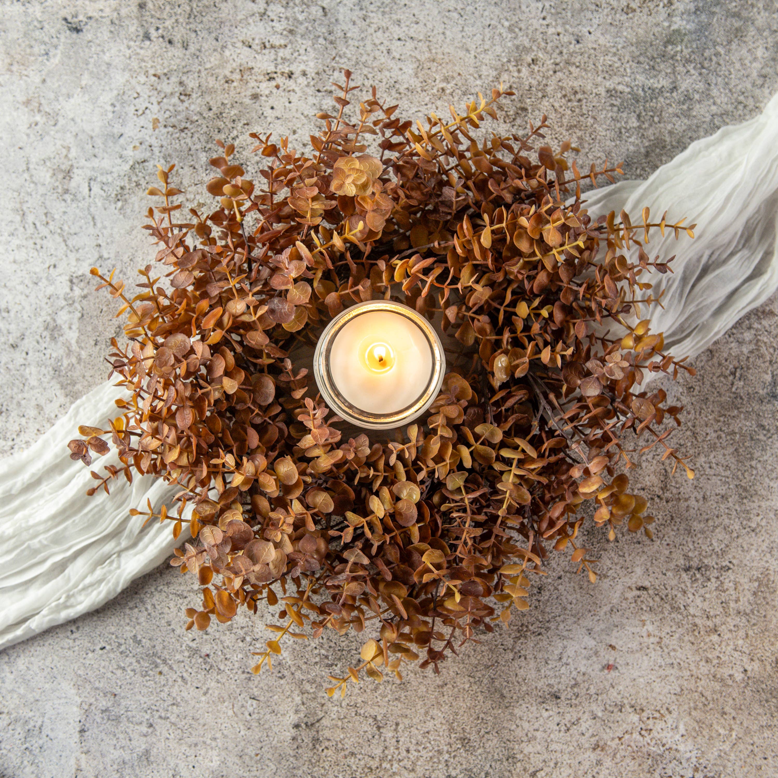 Ragon House - Wholesale Candle Holder - 18" BROWN EUCALYPTUS CANDLE RING0