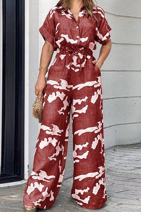 Aria Romance - Vendita all'ingrosso Tuta intera - Donna - Tuta a gamba larga con cintura e maniche corte0