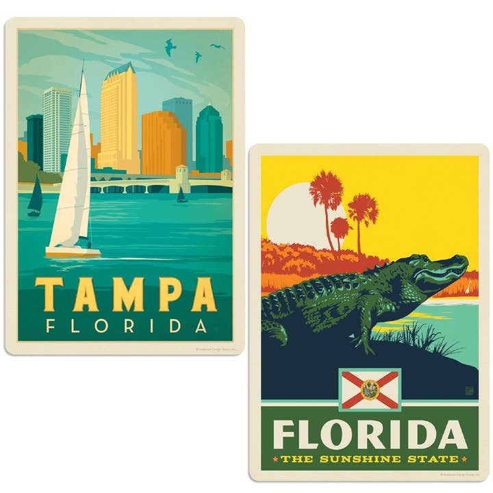 Tampa Florida Alligator Wall Decal Set of 2 for wholesale by RetroPlanet