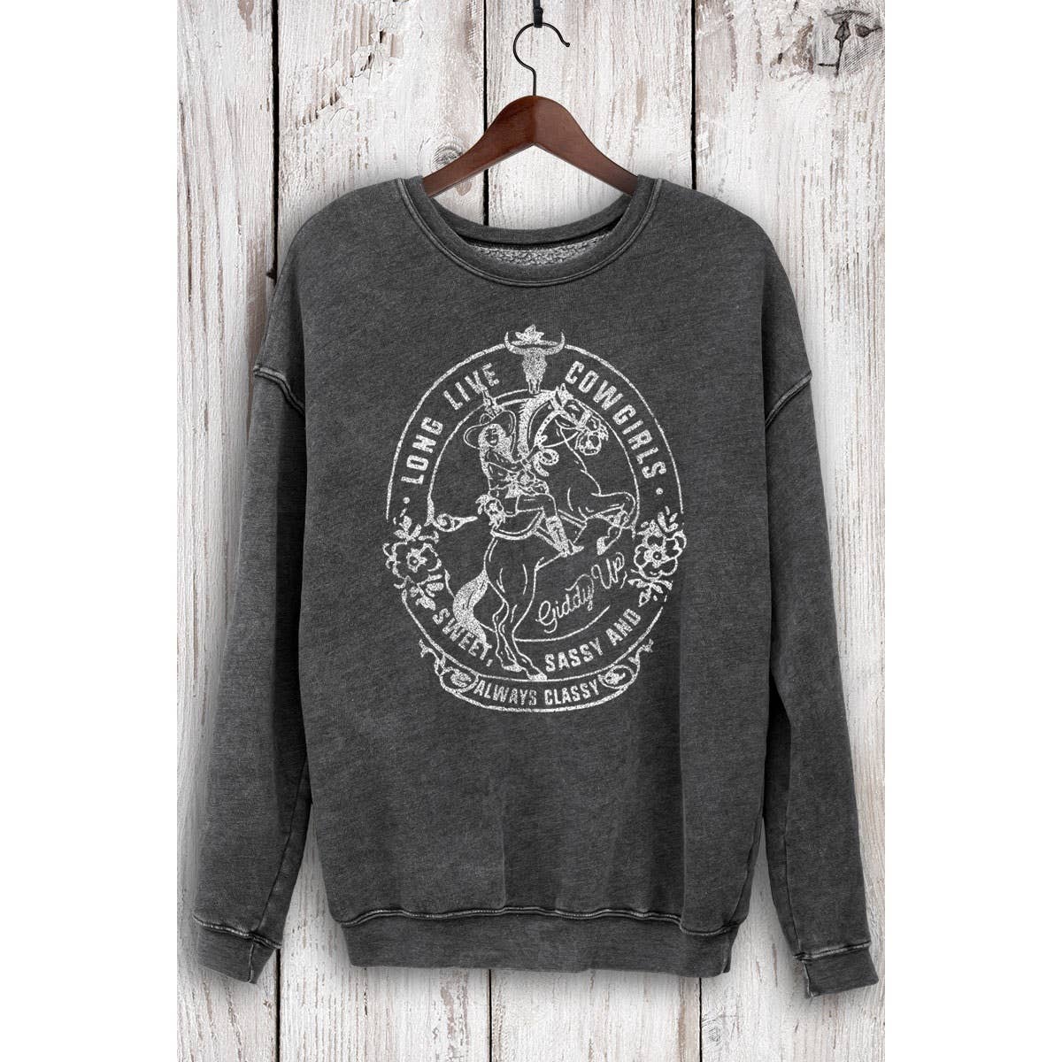HRTandLUV – wholesale Sweatshirt med tryck - Dam – LÄNGE LEVE COWGIRLS MINERAL TRÖJOR0