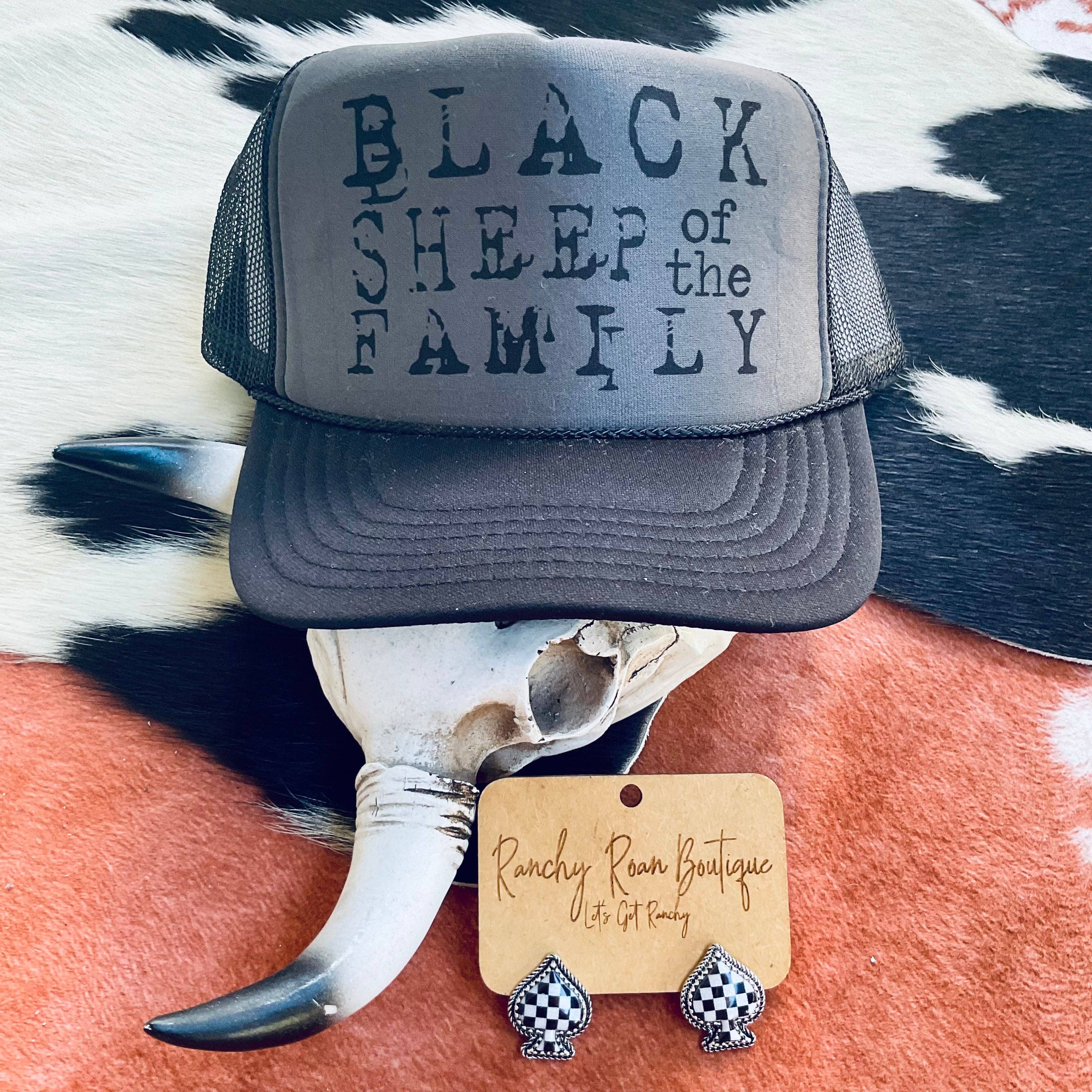 Ranchy Roan Boutique - Wholesale Trucker Hat - Women's - Black Sheep of the Family Western Trucker Hat2