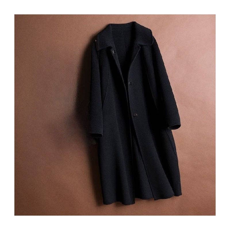 FurDecoration - Wholesale Coat - Women's - Solid Color Casual Style Long Woolen Coat0