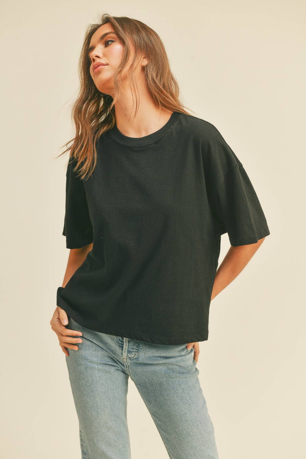 Honestee – wholesale T-shirt – women's – Blank Long Cropped T-Shirt0