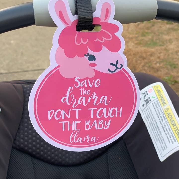 Pink Llama No Touching Car Seat and Stroller Tag for wholesale by Three Little Tots