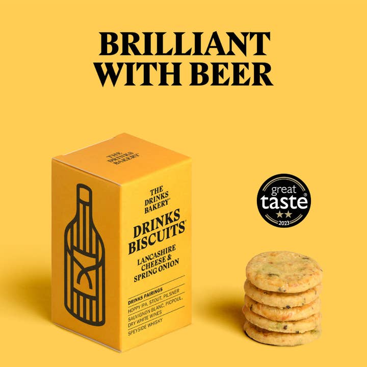 The Drinks Bakery – Engroshandel Cookie – Drikkevarer Kiks - Lancashire ost & forårsløg 36g