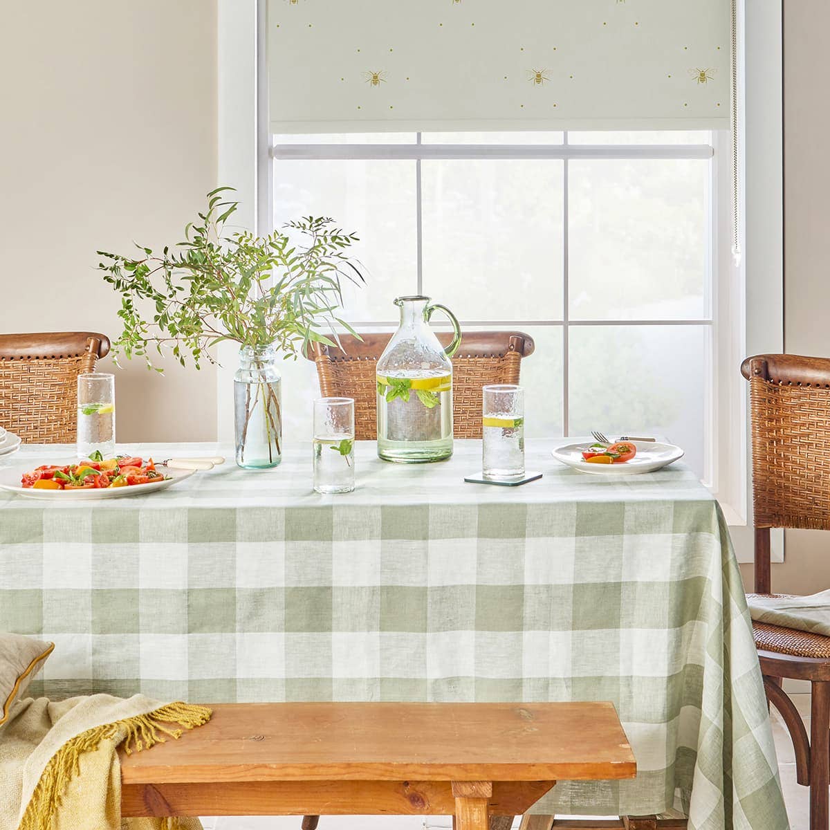 Sophie Allport - Wholesale Tablecloth - Sage Green Gingham Linen Tablecloth2