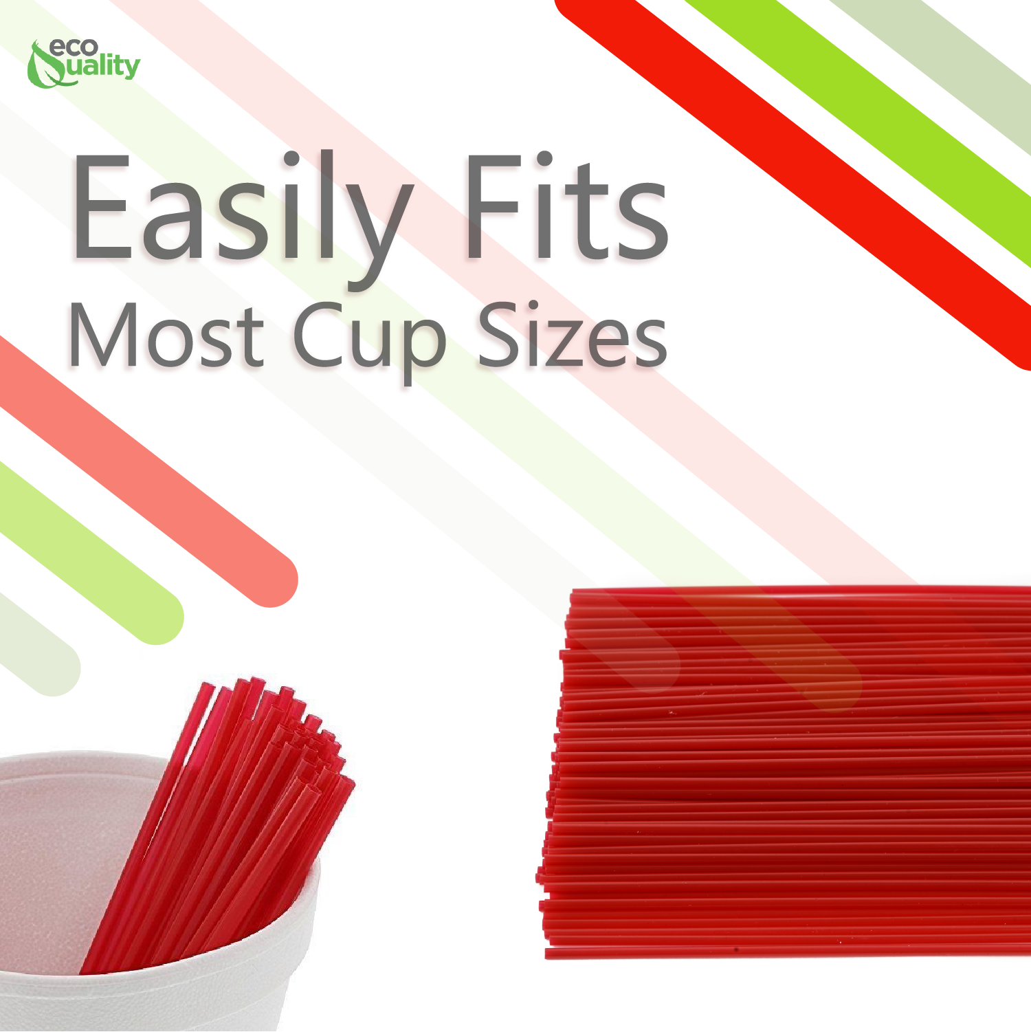 EcoQuality - Wholesale Drink Stirrer - 5" Red Plastic Stirrer Sip Straws For Coffee, Cocktail, Latt3